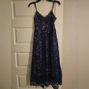Elegant Navy Lace Dress